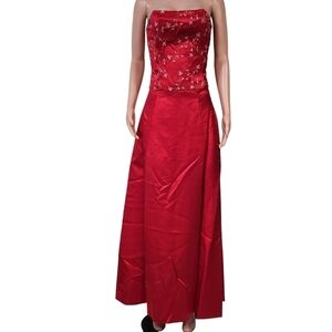 Jessica McClintock for Gunne Sax Vintage 90’s/Y2k Red Satin 2 Piece Corset Set